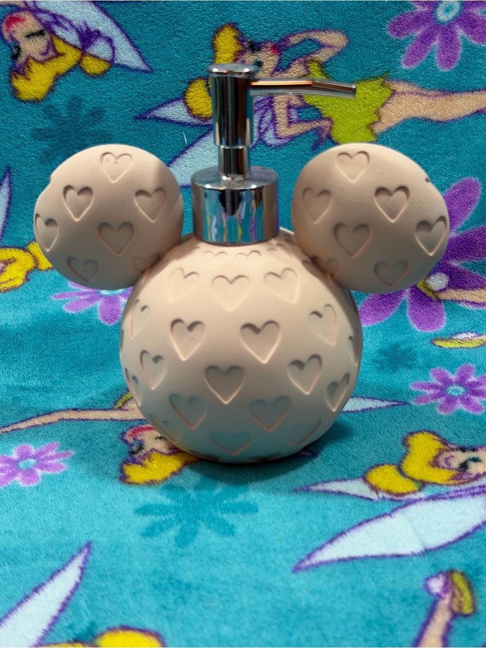 Disney Mickey Mouse Light Pink Heart Cutout Soap Dispenser NWT